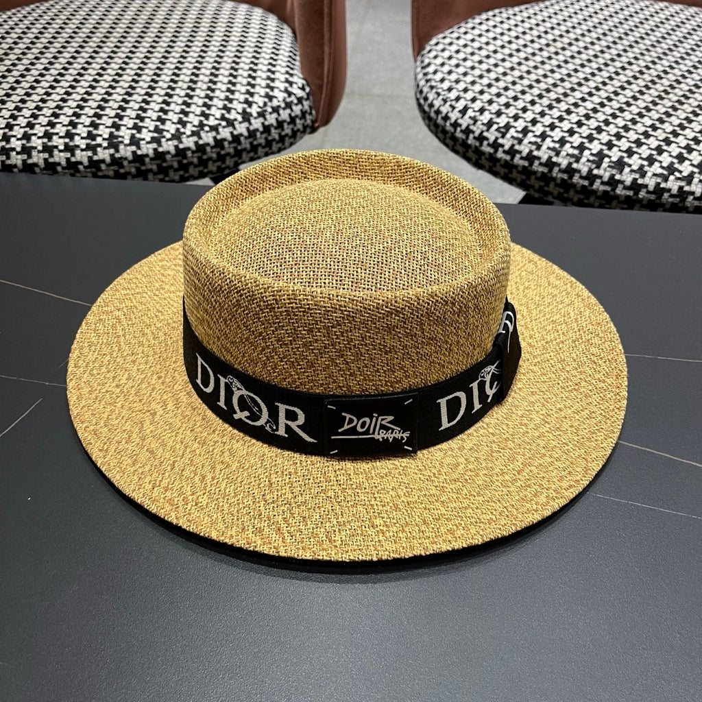 DIOR 26S LOGO STRAW BOATER HAT STYLE 21