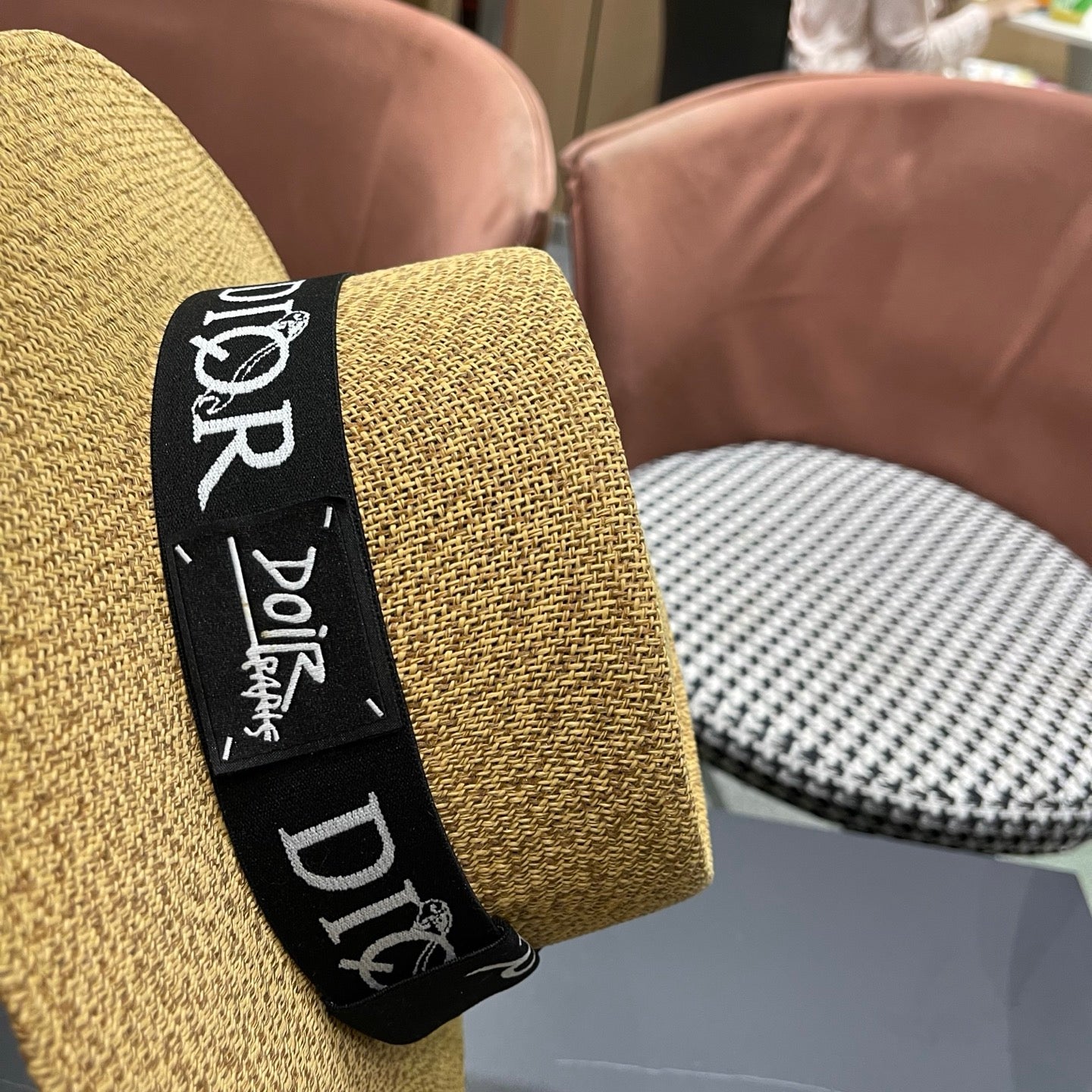 DIOR 26S LOGO STRAW BOATER HAT STYLE 21