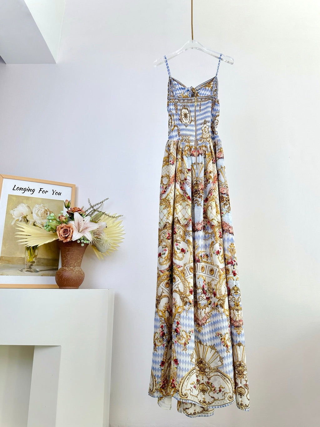 CAMILLA PRINTED SILK STRAP MAXI DRESS 270279