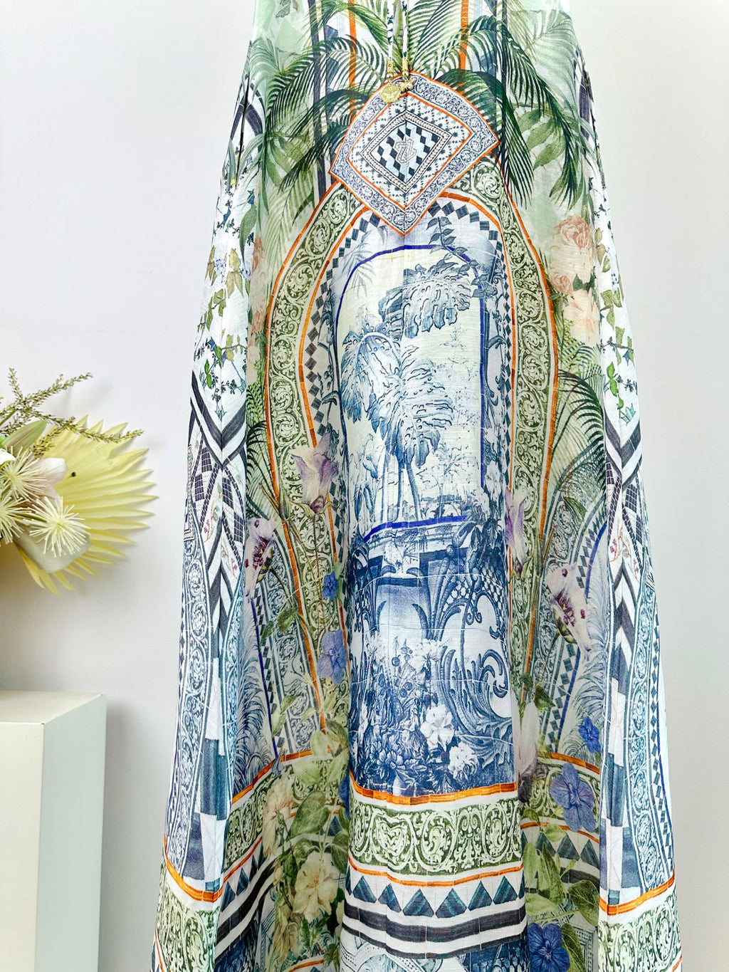 CAMILLA PRINTED SILK STRAP MAXI DRESS 270274