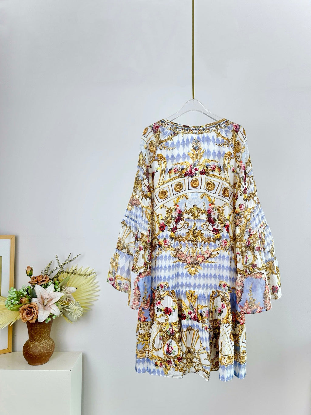 CAMILLA V-NECK TRUMPET-SLEEVE MINI DRESS 270284
