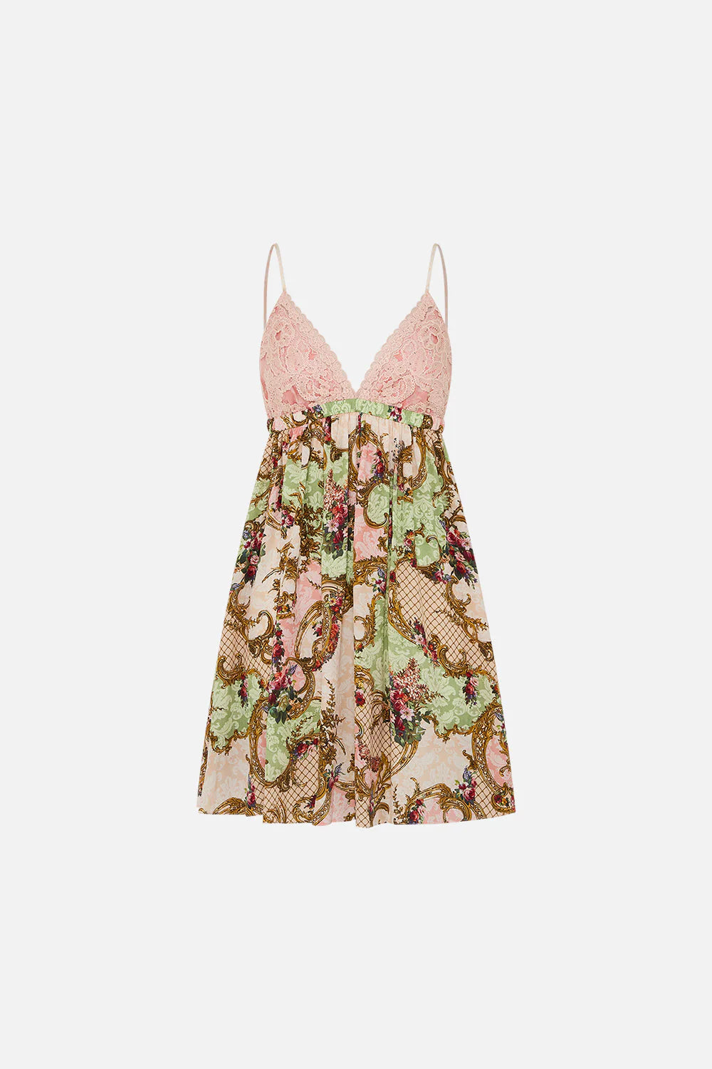 CAMILLA PRINTED SILK V-NECK MINI DRESS 270304