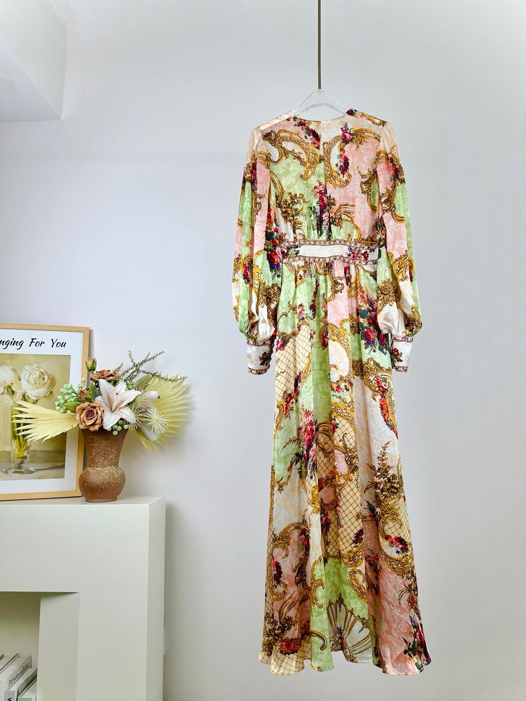 CAMILLA PRINTED SILK V-NECK MAXI DRESS 270290