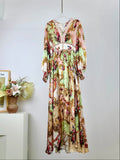 CAMILLA PRINTED SILK V-NECK MAXI DRESS 270290