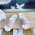 SLIDES SANDAL IN WHITE TPU VIOLET STRAP EMBOSSED LOGO