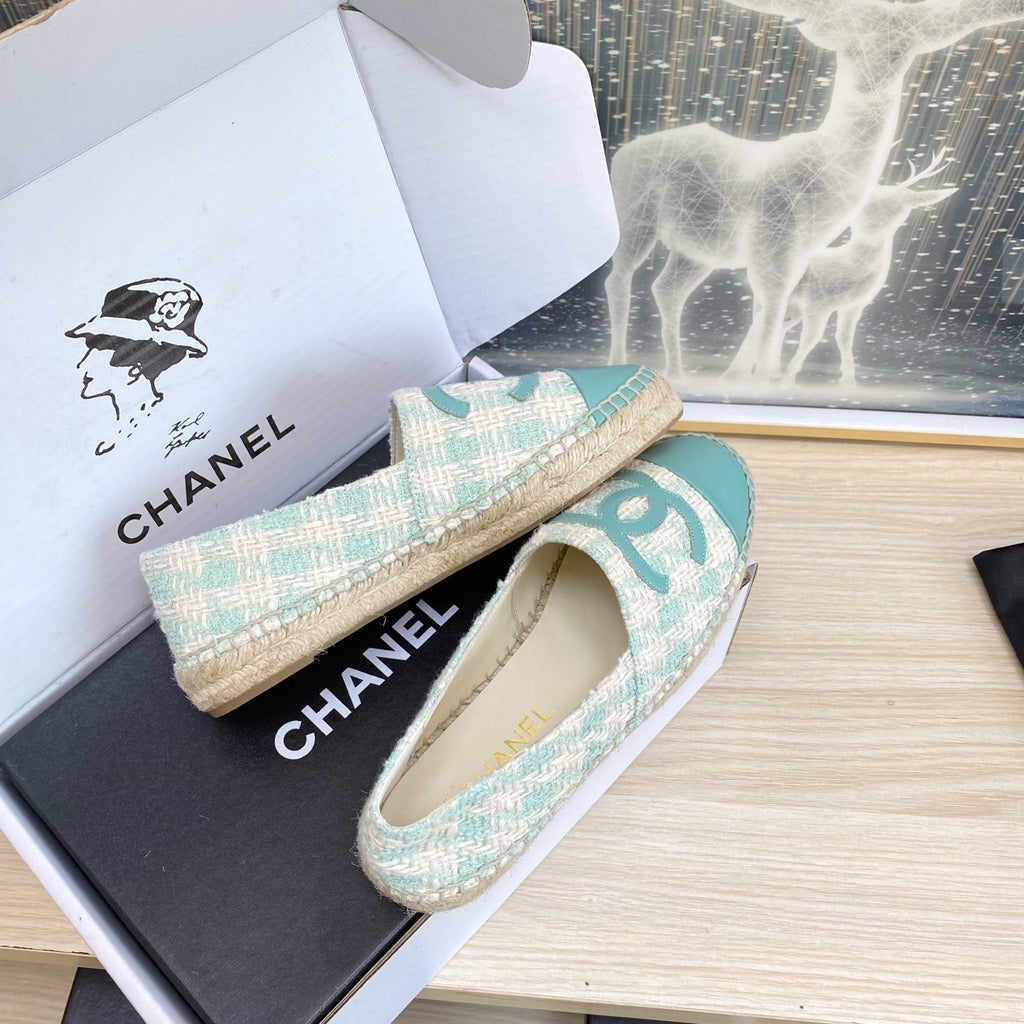 CC ESPADRILLES PLATFORM IN PASTEL BLUE TWEED