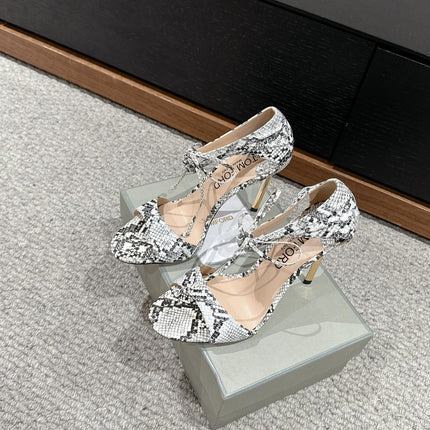 HIGH HEEL 10 CM SANDAL IN BLACK MIX WHITE CALFSKIN 684357