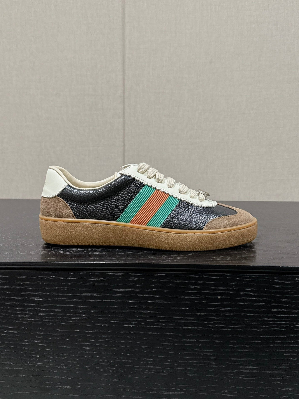 GG & ADIDAS SNEAKER BLACK AND BROWN CALFSKIN