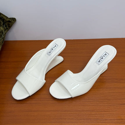 ALAIA WEDGE SANDALS 25S IN WHITE LAMBSKIN