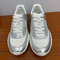 DIOR 26S SNEAKERS IN WHITE AND SILVER CALFSKIN AND MESH