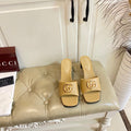 GUCCI 26S HIGH-HEELED SANDALS IN DARK BEIGE CALFSKIN WITH GOLD HARDWARE