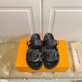 LV 26S ISOLA COMFORT MULES IN BLACK CALFSKIN