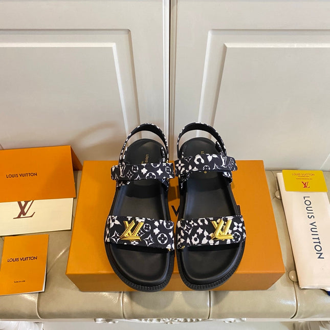 LV 26S SANDALS IN BLACK CANVAS