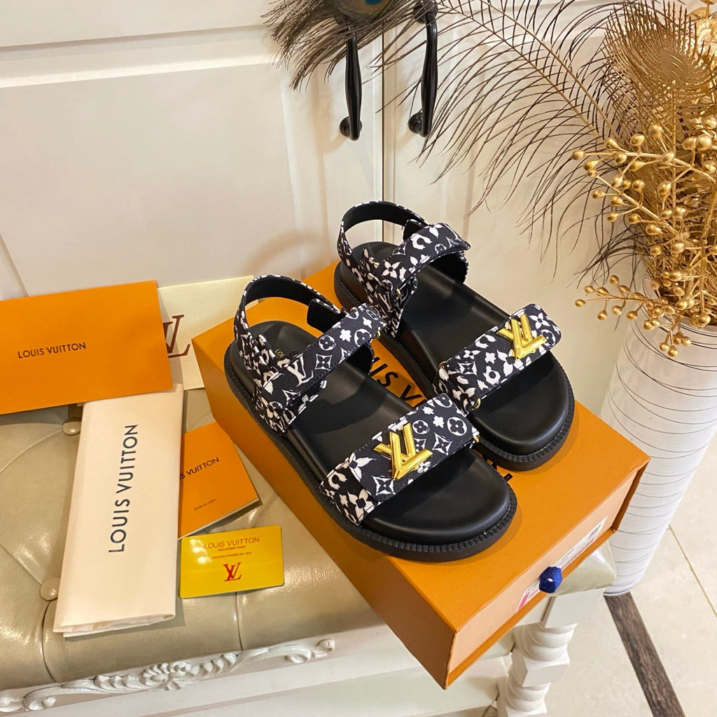 LV 26S SANDALS IN BLACK CANVAS
