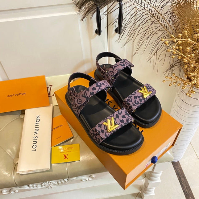 LV 26S SANDALS IN DARK PURPLE CANVAS