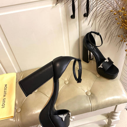 LV 26S HIGH-HEELED SANDALS 110 MM IN BLACK CALFSKIN