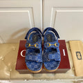 GUCCI 26S SANDALS IN BLUE JACQUARD FABRIC STYLE 1
