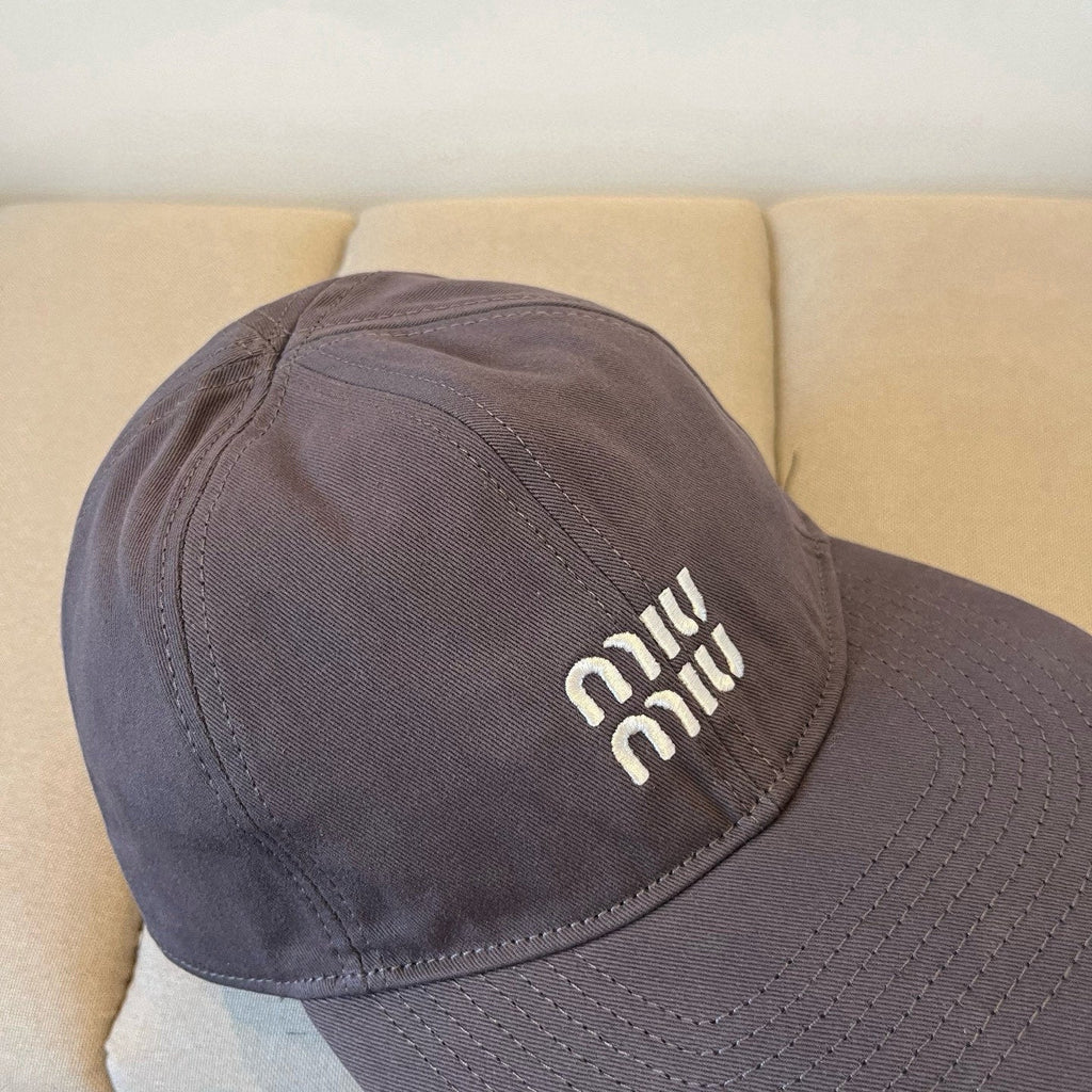 MIUMIU BASEBALL CAP IN DARK GREY KHAKI FABRIC STYLE 4