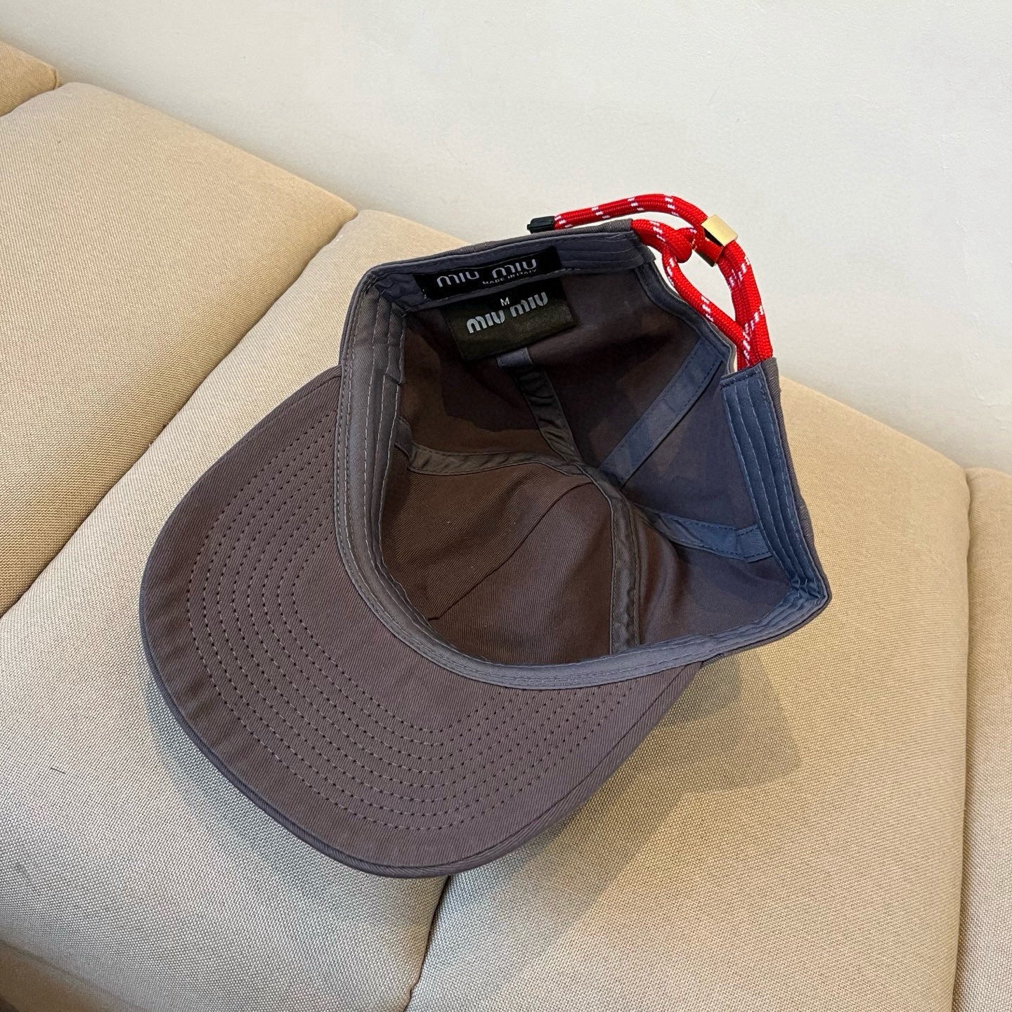 MIUMIU BASEBALL CAP IN DARK GREY KHAKI FABRIC STYLE 4