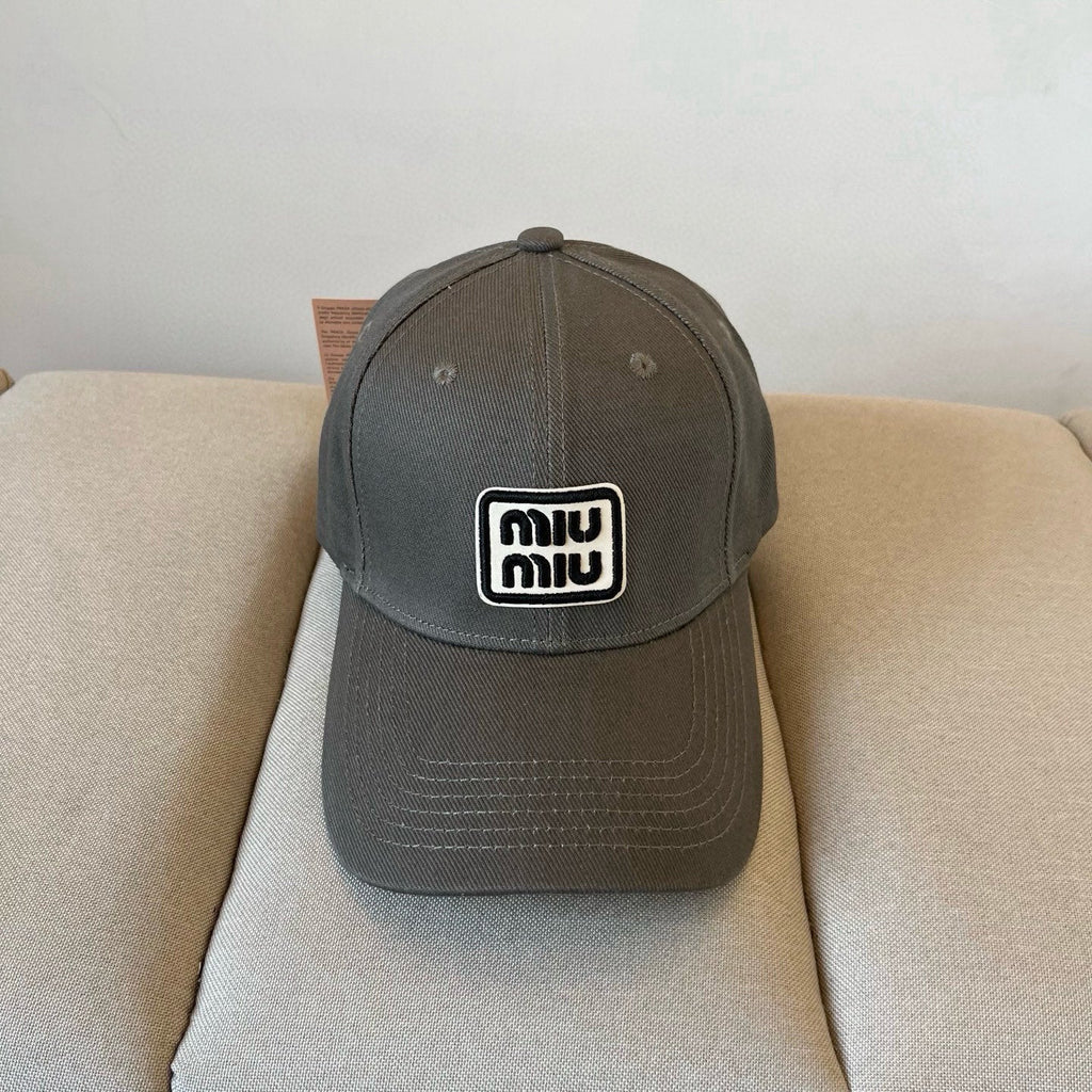 MIUMIU BASEBALL CAP IN DARK GREY KHAKI FABRIC STYLE 1