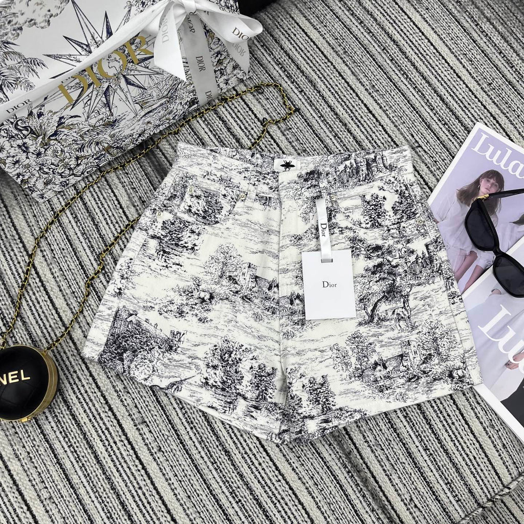 Dior 25C Short Toile de Jouy Scotland Pattern 228386