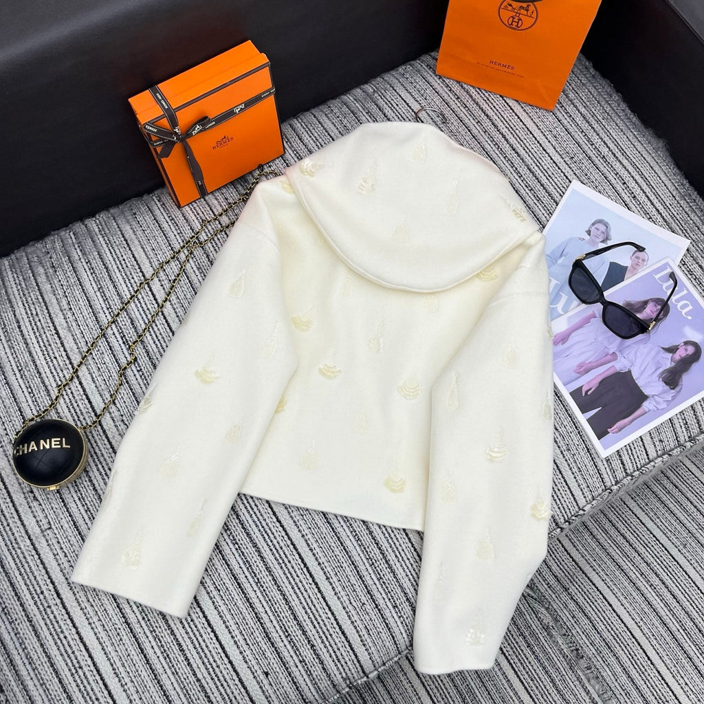 HERMES 25S REVERSIBLE SHORT CASHMERE HOODED COAT 012