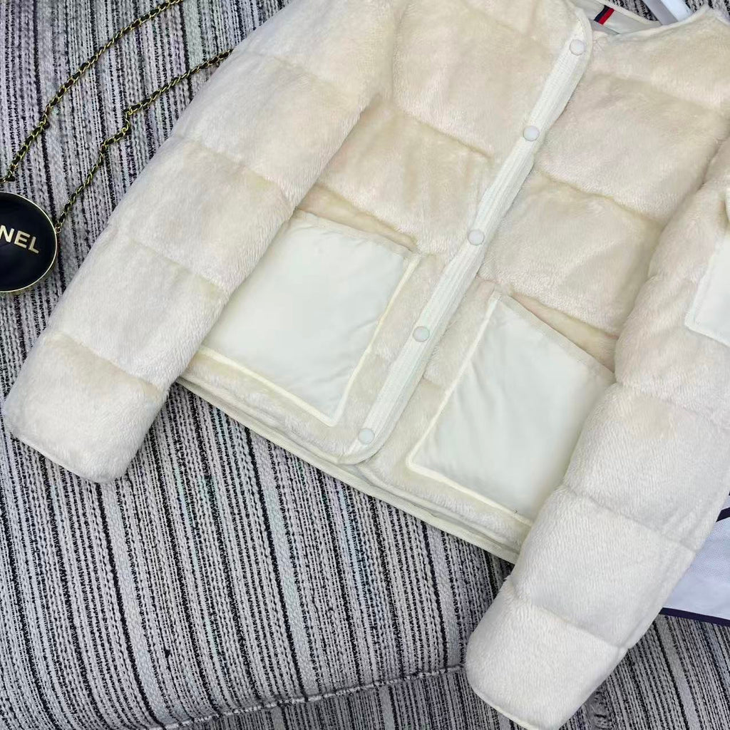 MONCLER 25S TEDDY FLEECE ROUND-NECK JACKET 193