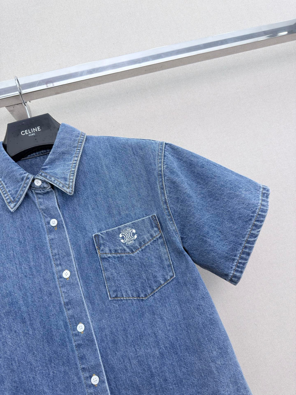 CELINE 26S SHORT SLEEVE DENIM SHIRT 321