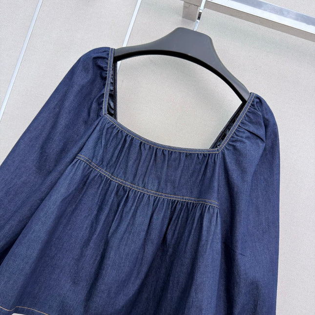 YSL 26S PUFF SLEEVE DENIM TOP 414