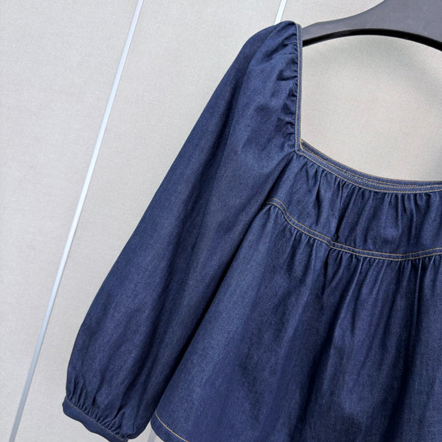 YSL 26S PUFF SLEEVE DENIM TOP 414