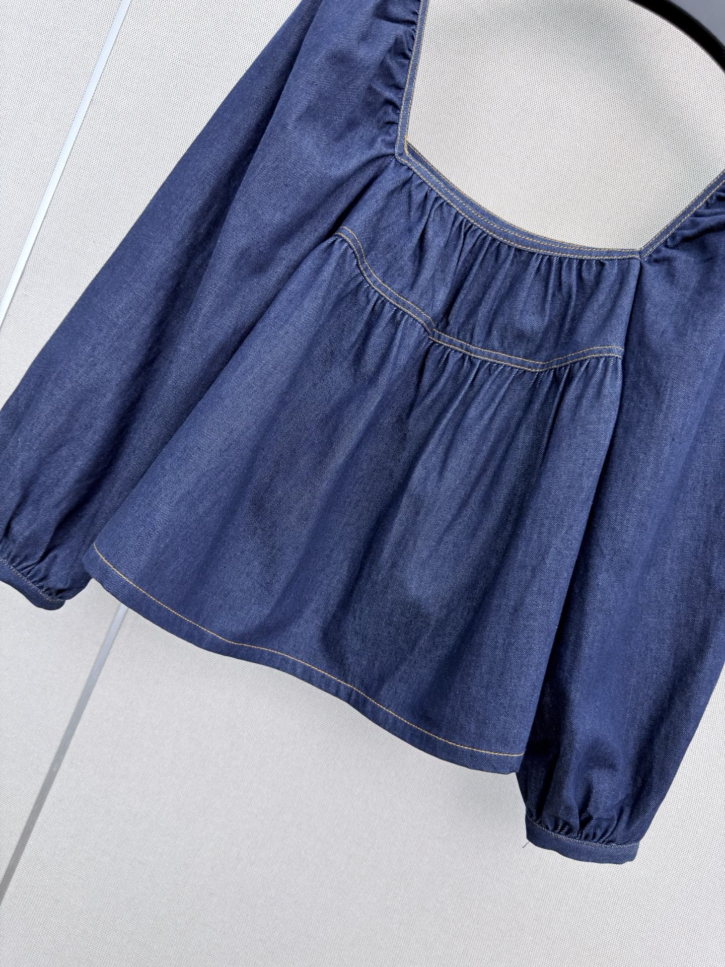 YSL 26S PUFF SLEEVE DENIM TOP 414