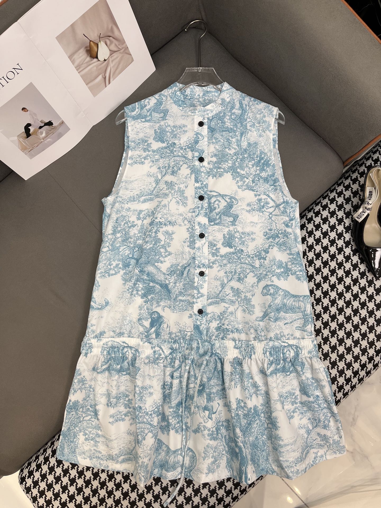 DIOR TIMELESS HIGH-NECK MIDI SILK FABRIC