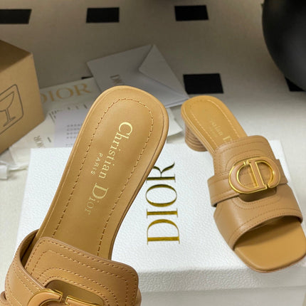 DIOR HIGH HEEL CLASSIC MONTAIGNE 40 MM 25S IN LIGHT BROWN LAMBSKIN WITH CD LOGO