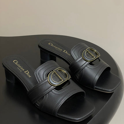 DIOR HIGH HEEL CLASSIC MONTAIGNE 40 MM 25S IN BLACK LAMBSKIN WITH CD LOGO