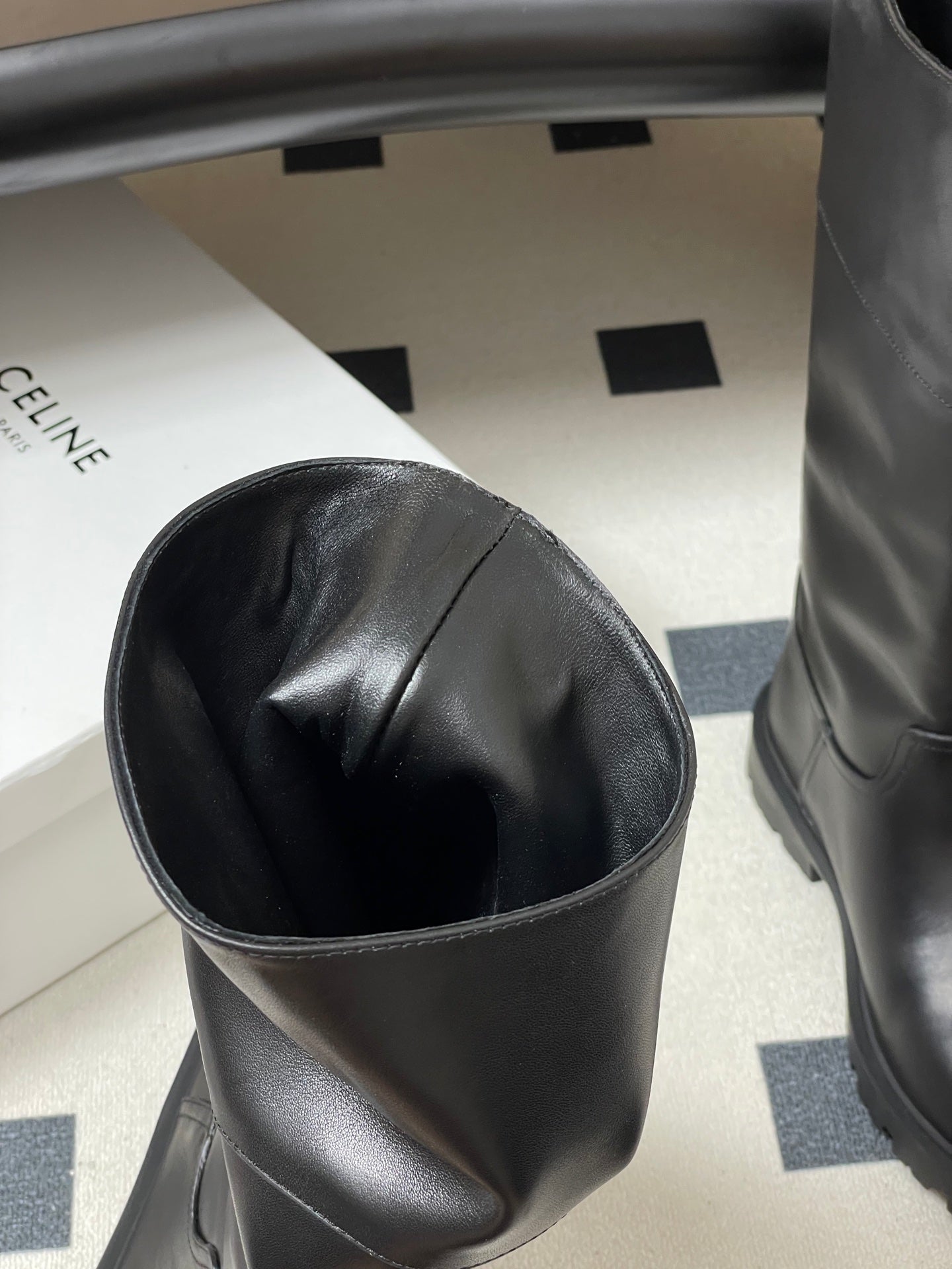 CELINE 26S MARGARET HIGH BOOTS IN BLACK CALFSKIN