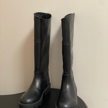 CELINE 26S MARGARET HIGH BOOTS IN BLACK CALFSKIN