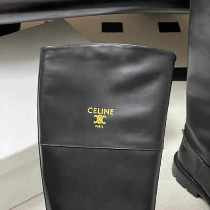 CELINE 26S MARGARET HIGH BOOTS IN BLACK CALFSKIN