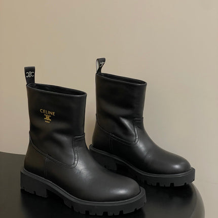 CELINE 26S MARGARET ANKLE BOOTS IN BLACK CALFSKIN