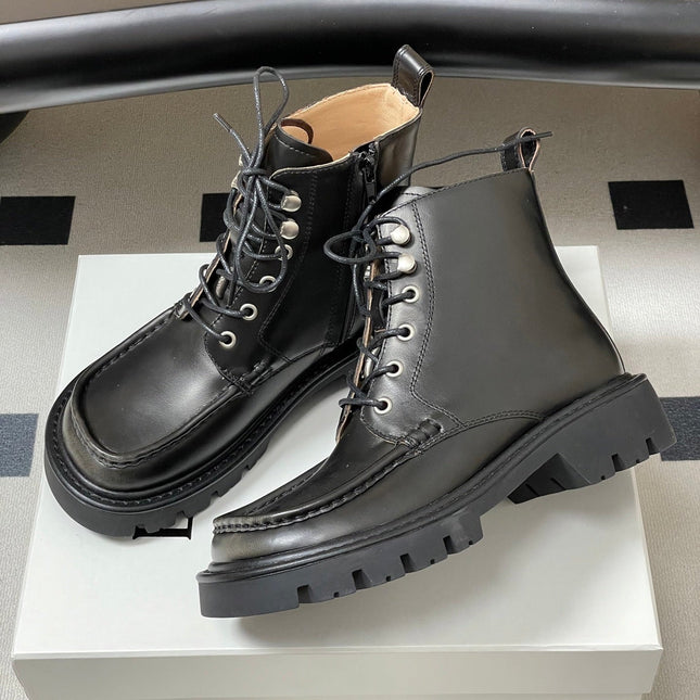 LOEWE 26S ANKLE BOOTS IN DARK OLIVE GRAY CALFSKIN