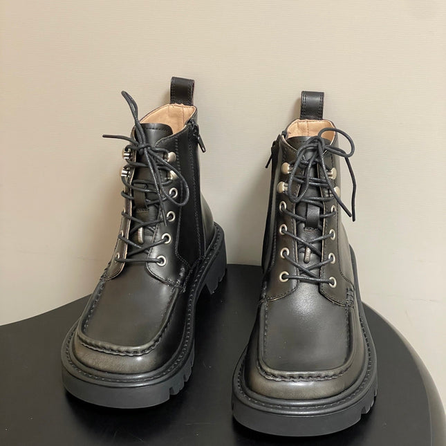LOEWE 26S ANKLE BOOTS IN DARK OLIVE GRAY CALFSKIN