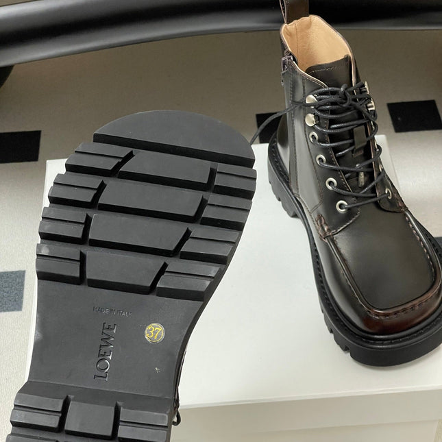 LOEWE 26S ANKLE BOOTS IN DARK BROWN CALFSKIN