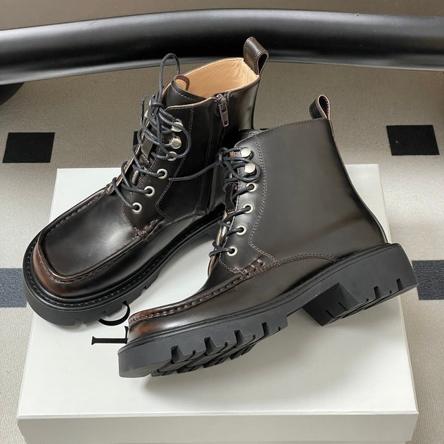 LOEWE 26S ANKLE BOOTS IN DARK BROWN CALFSKIN