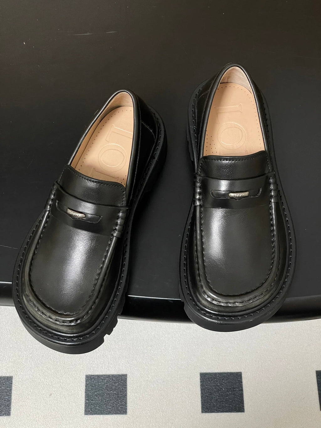 LOEWE 26S LOAFER IN DARK OLIVE GRAY CALFSKIN