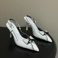 DIOR 26S SLINGBACK HIGH HEELS 100 MM IN WHITE CALFSKIN