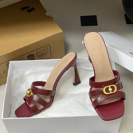 DIOR 26S HIGH HEEL SANDALS 80 MM IN DARK RED CALFSKIN