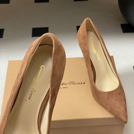 GIANVITO ROSSI 26S HIGH HEELS 85 MM IN BROWN SUEDE