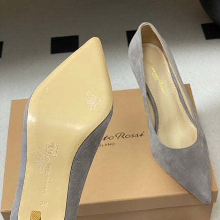 GIANVITO ROSSI 26S HIGH HEELS 85 MM IN GREY SUEDE