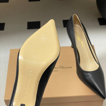 GIANVITO ROSSI 26S HIGH HEELS 85 MM IN BLACK CALFSKIN