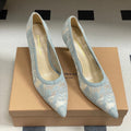 GIANVITO ROSSI 26S HIGH HEELS 85 MM IN LIGHT BLUE LACE