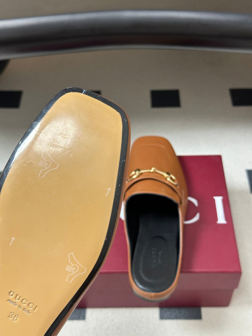 GUCCI 26S HORSEBIT LOAFER MULES IN LIGHT BROWN CALFSKIN